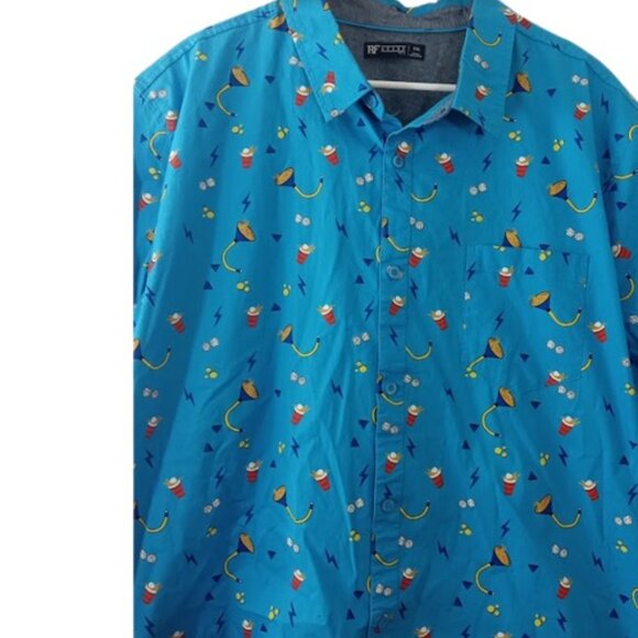 RF Brands Mens Casual Button Down Shirt Blue Beer Pong Drinking Games Print XXL - Picture 2 of 4